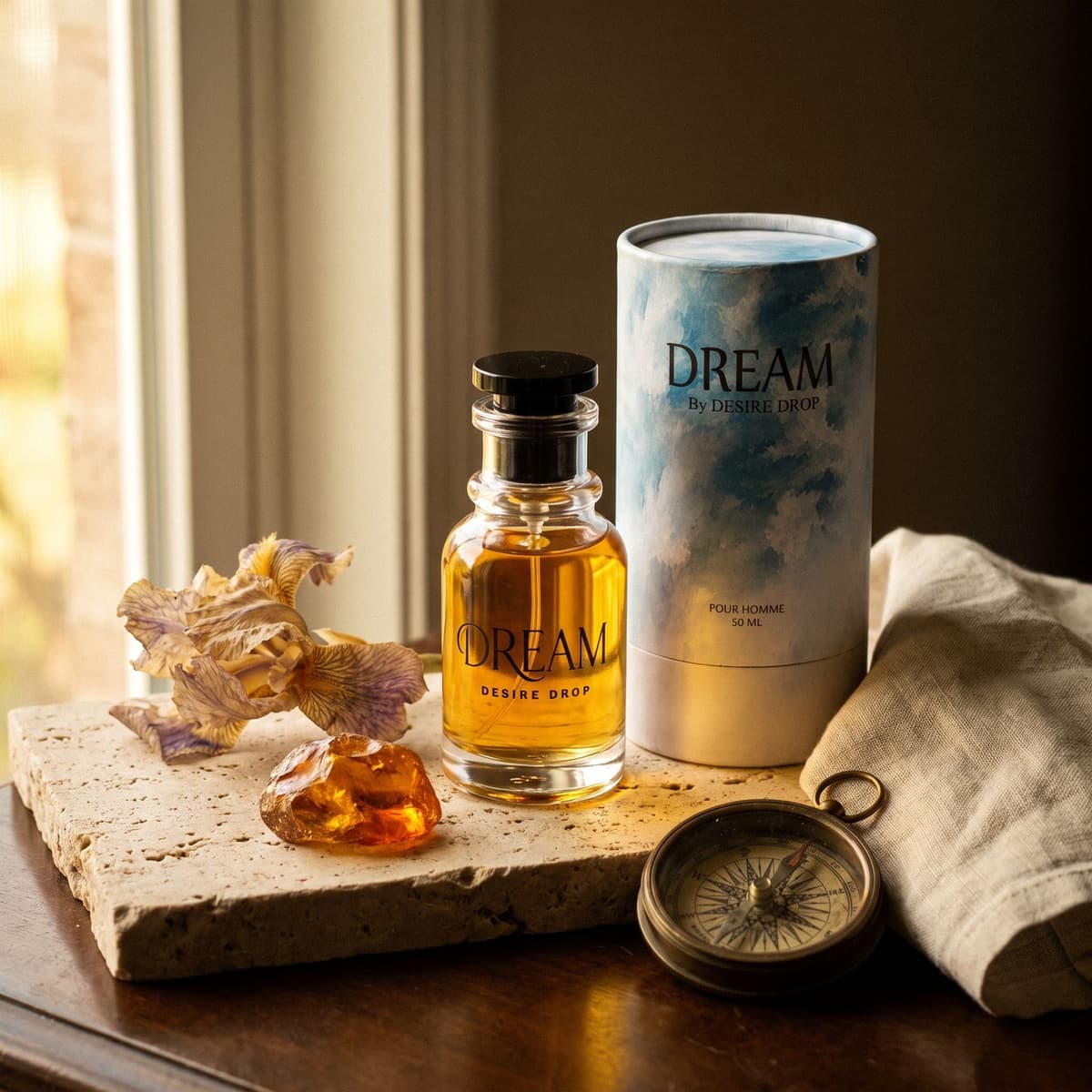 Dream By Desire Drop perfume bottle and packaging
